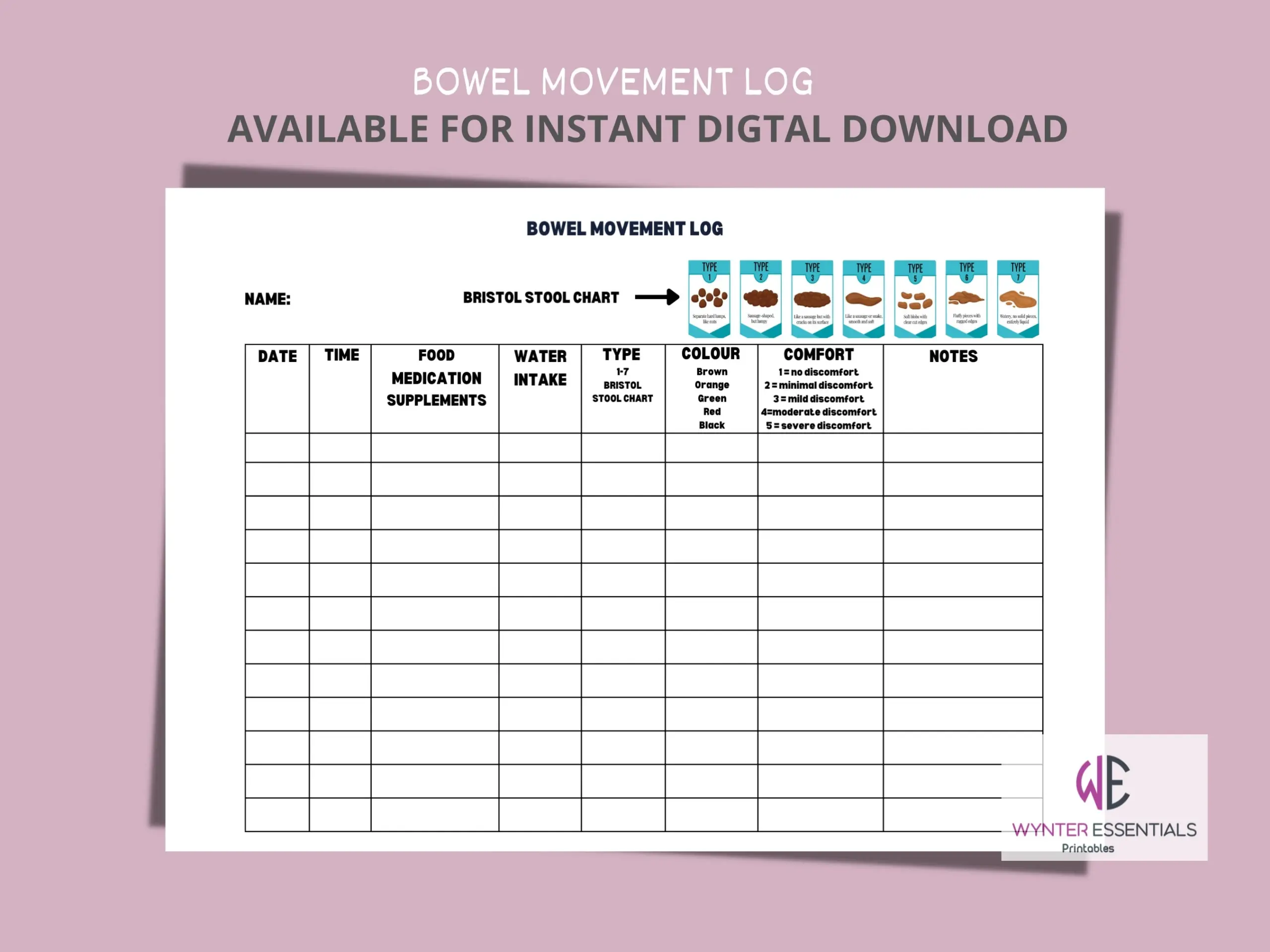 Ibs Tracker Printable Bowel Movement Log