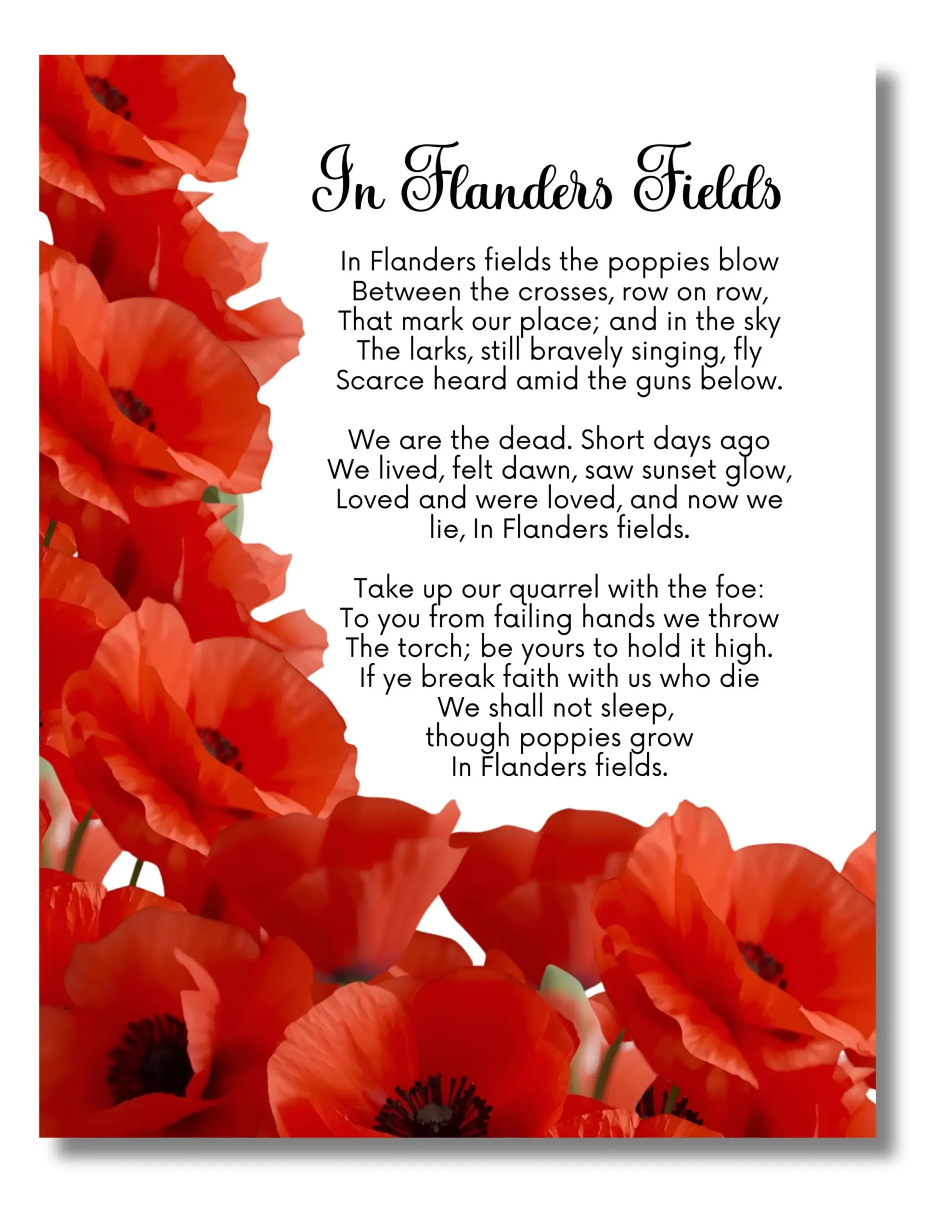 free printable in flanders field poem free printable in flanders field poem