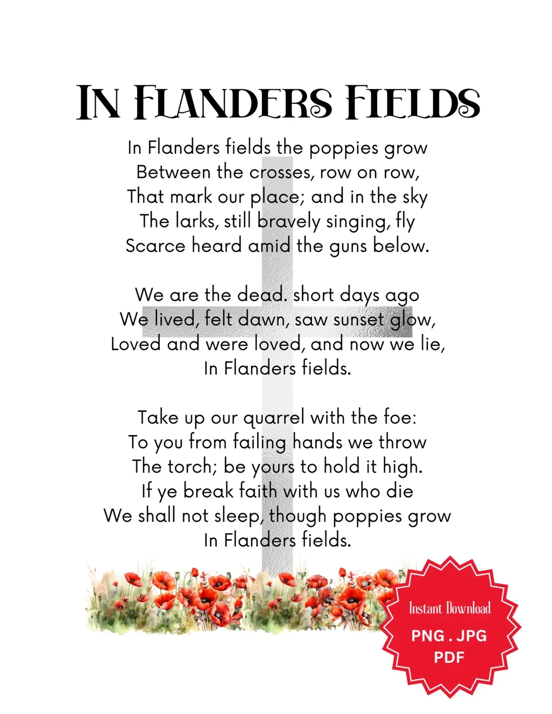 In Flanders Fields Poem Print In Flanders Fields Poem Print