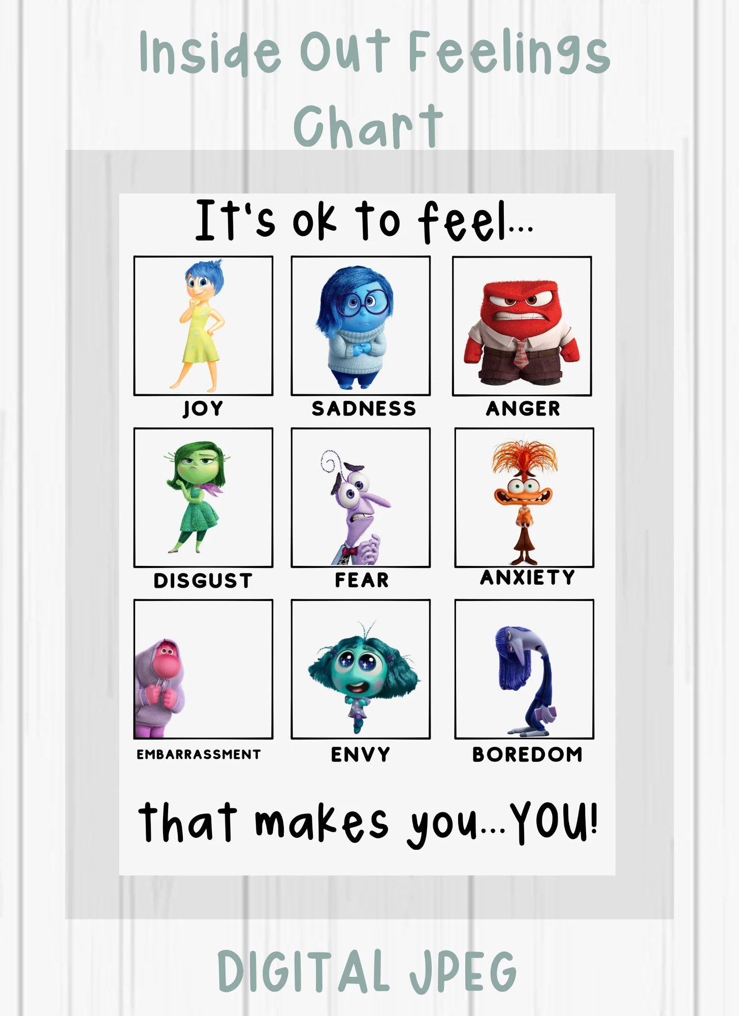 Inside Out Feelings Chart Digital