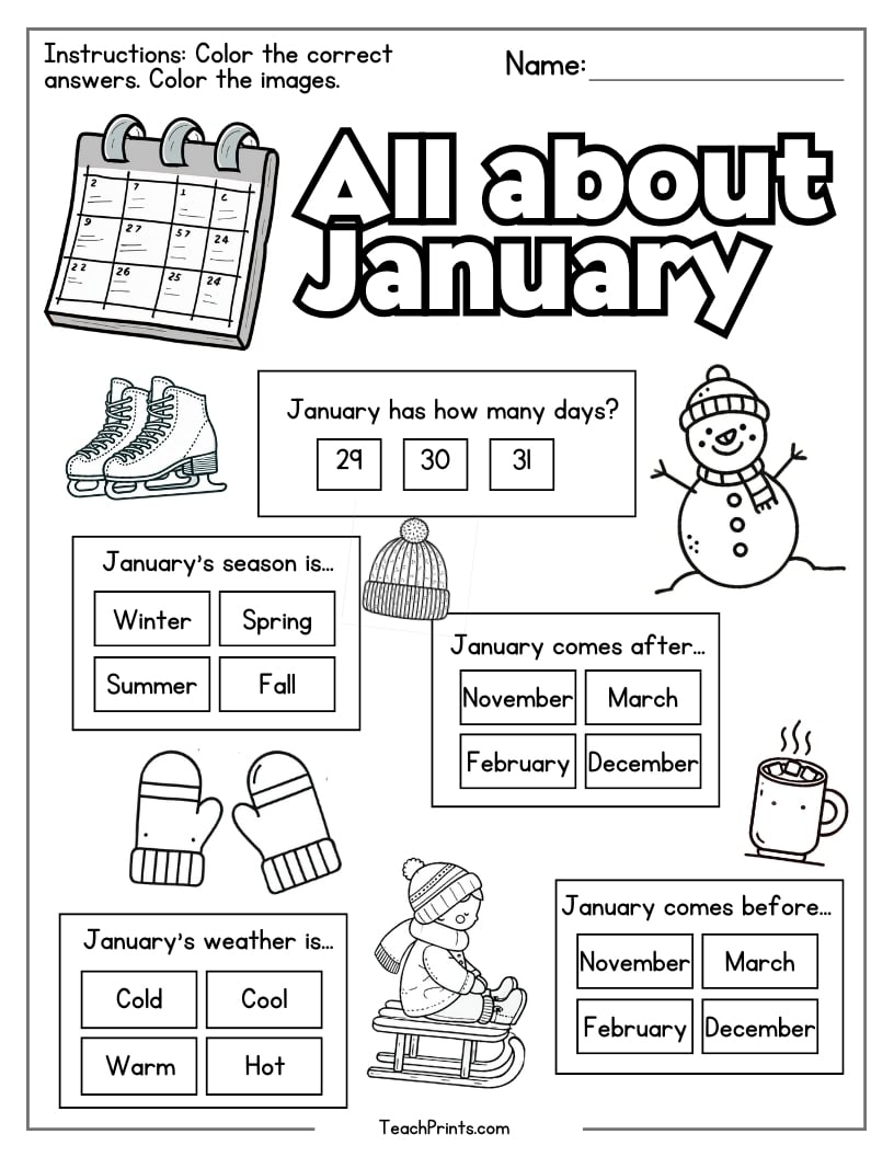 January Worksheets January Worksheets