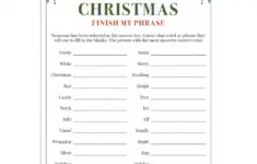 Kids Christmas Game Printable Finish My Phrase