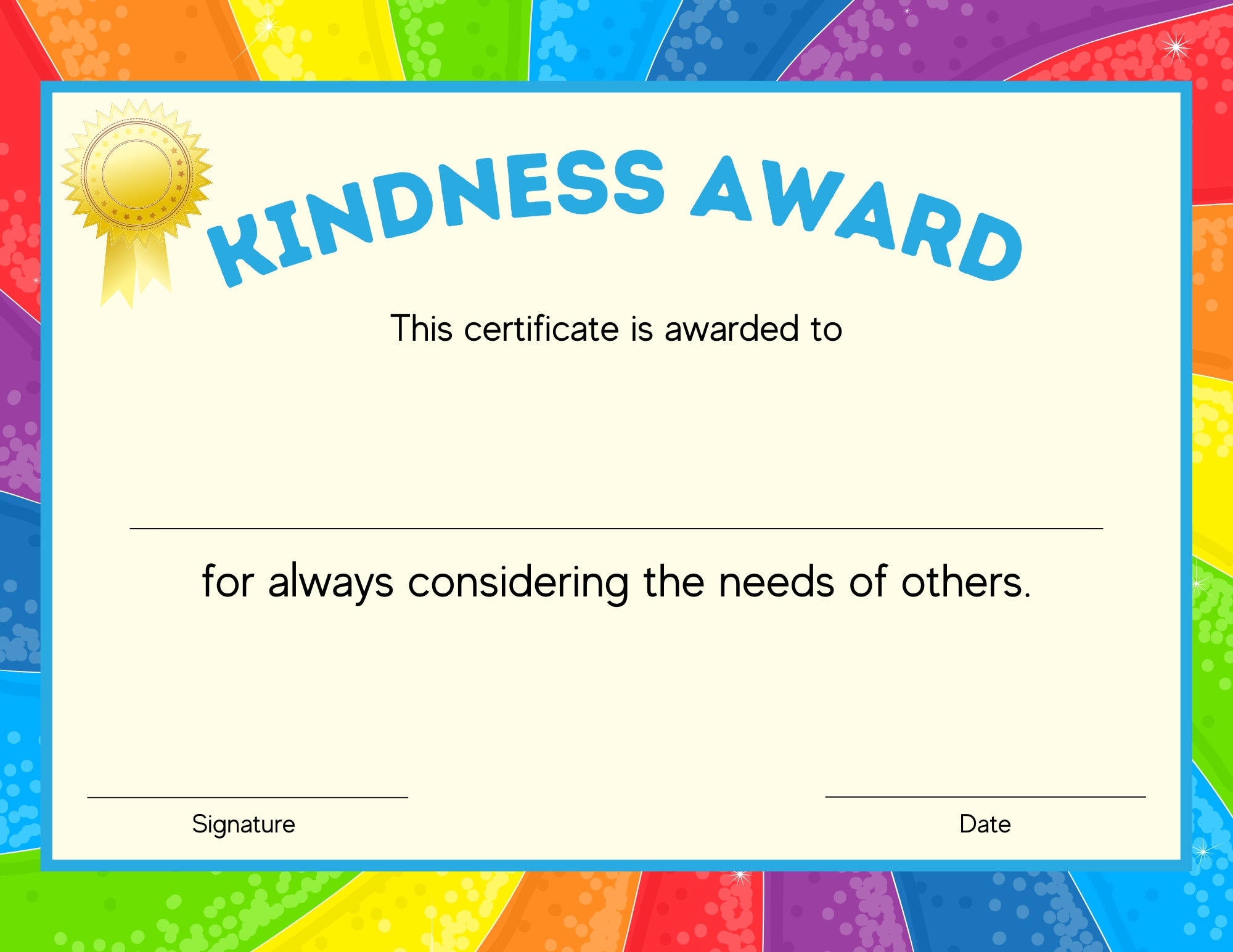free printable kindness certificate