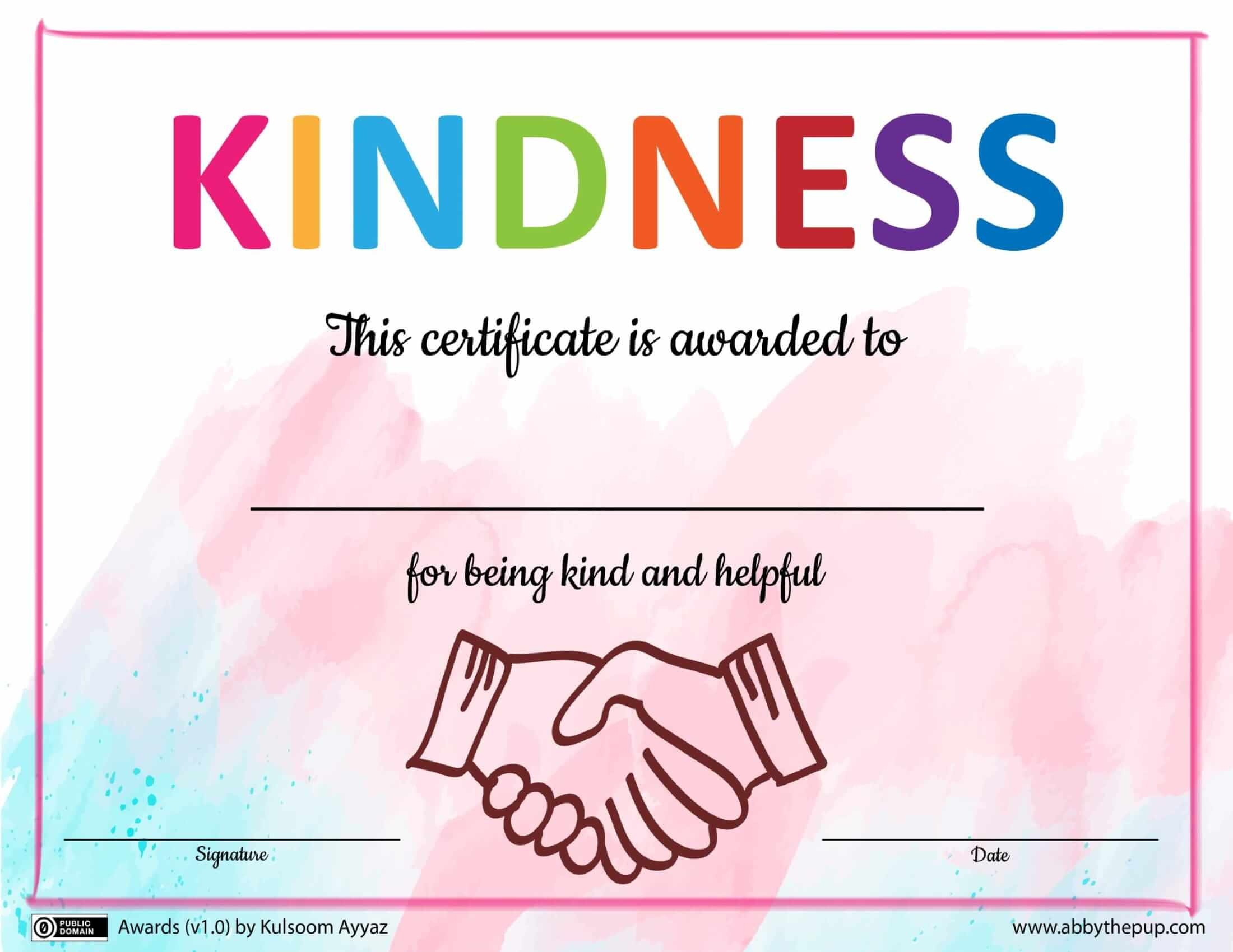 Kindness Award Template