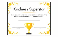 Kindness Superstar Certificate Award For