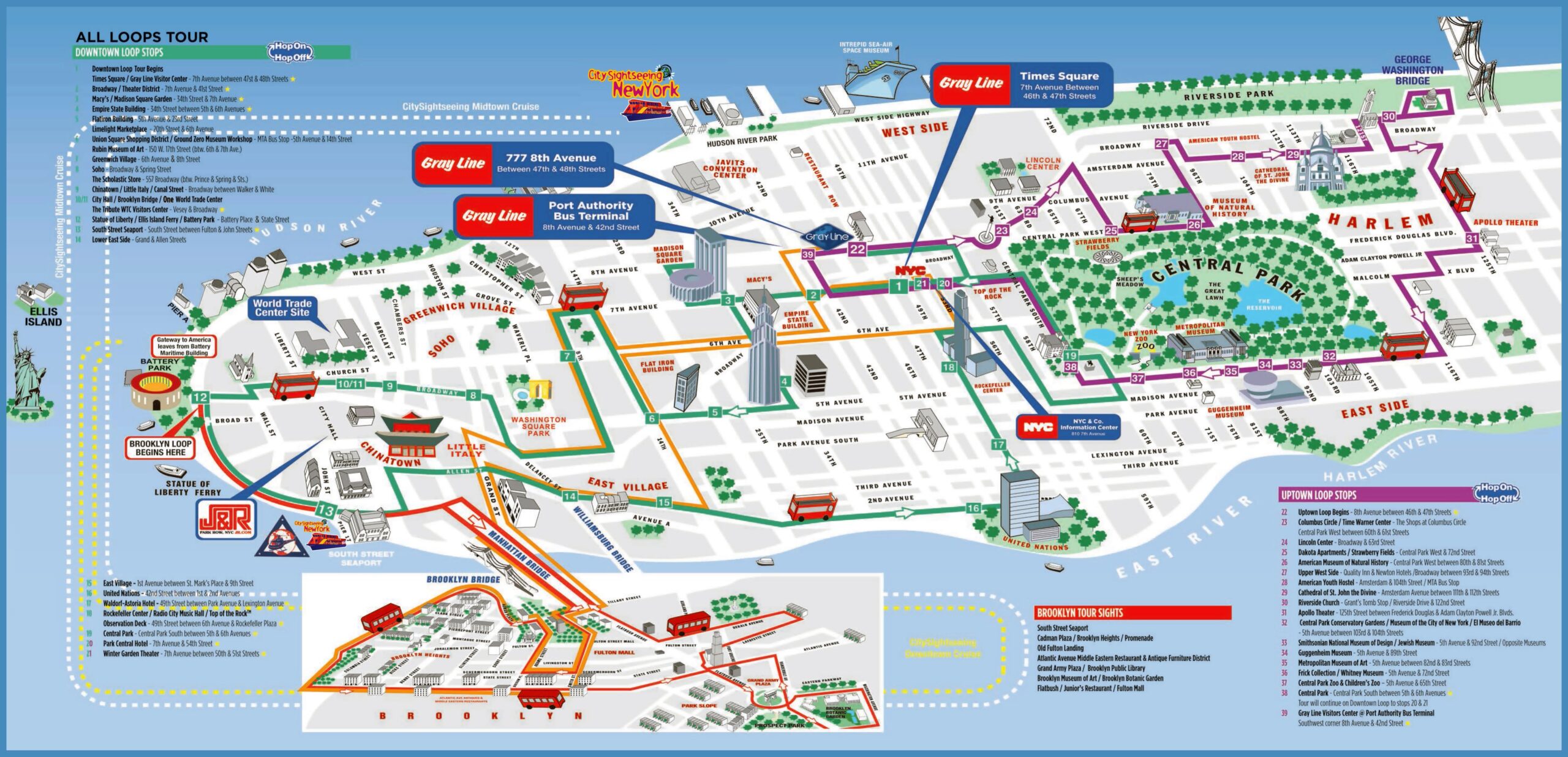 Large Printable Tourist Attractions Map Of Manhattan New York City Large Printable Tourist Attractions Map Of Manhattan New York City