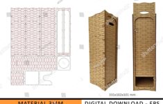 Laser Cut Wine Box Template Vector 2698822731