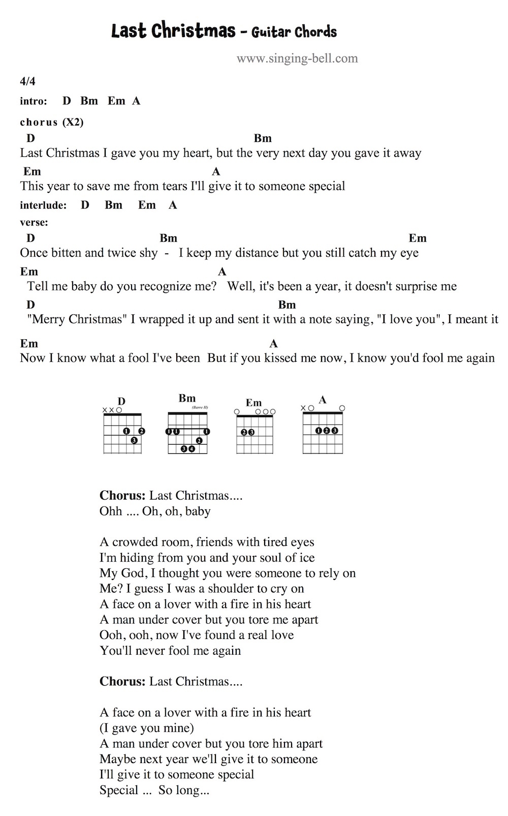 Last Christmas Guitar Sheet Music Chords Tabs Last Christmas Guitar Sheet Music Chords Tabs