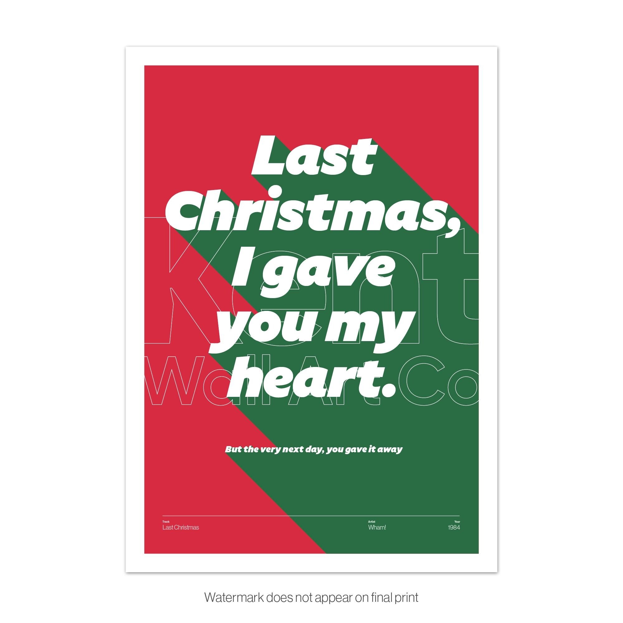 Last Christmas Poster Wham Lyric Wall