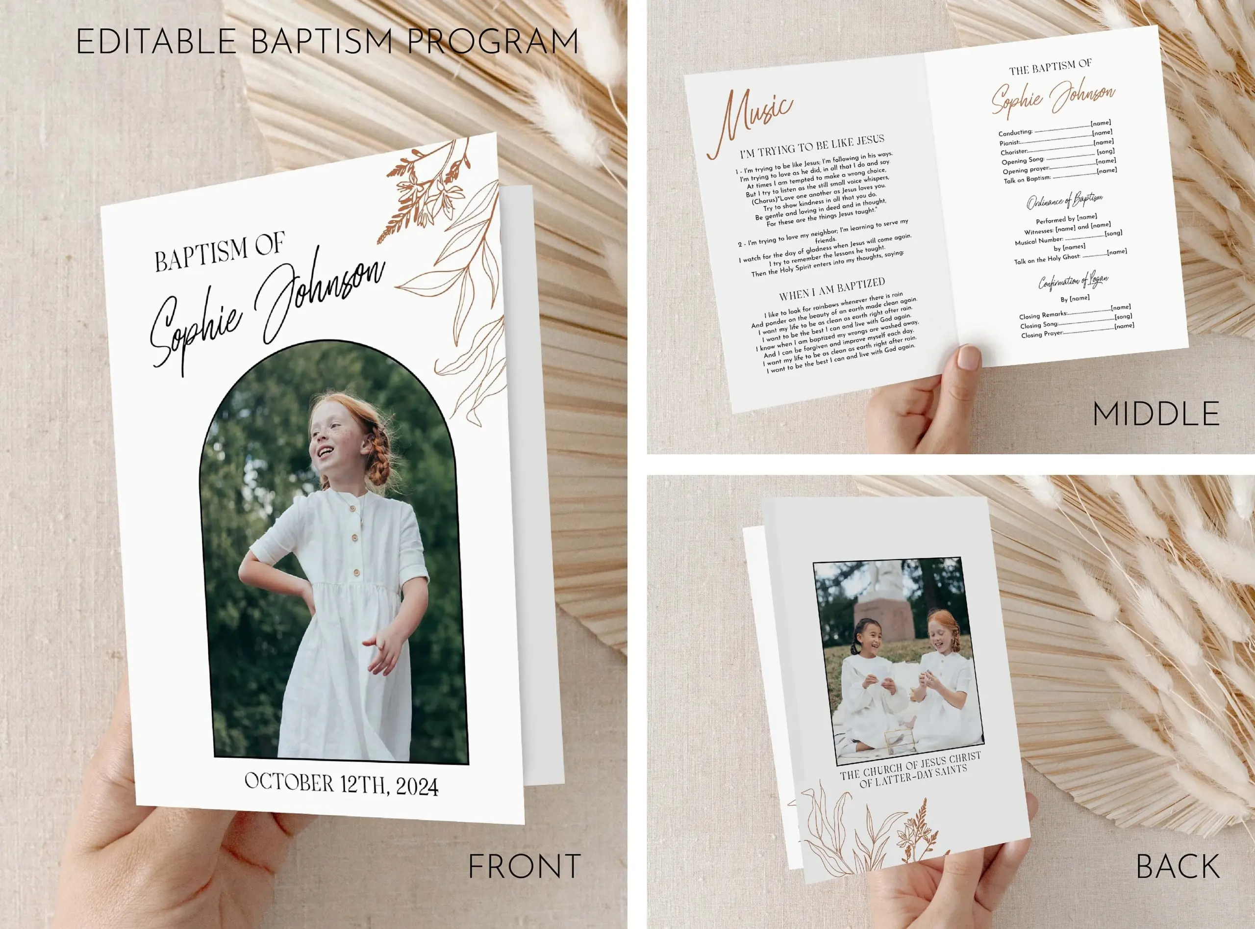 Lds Baptism Program Printable Neutral