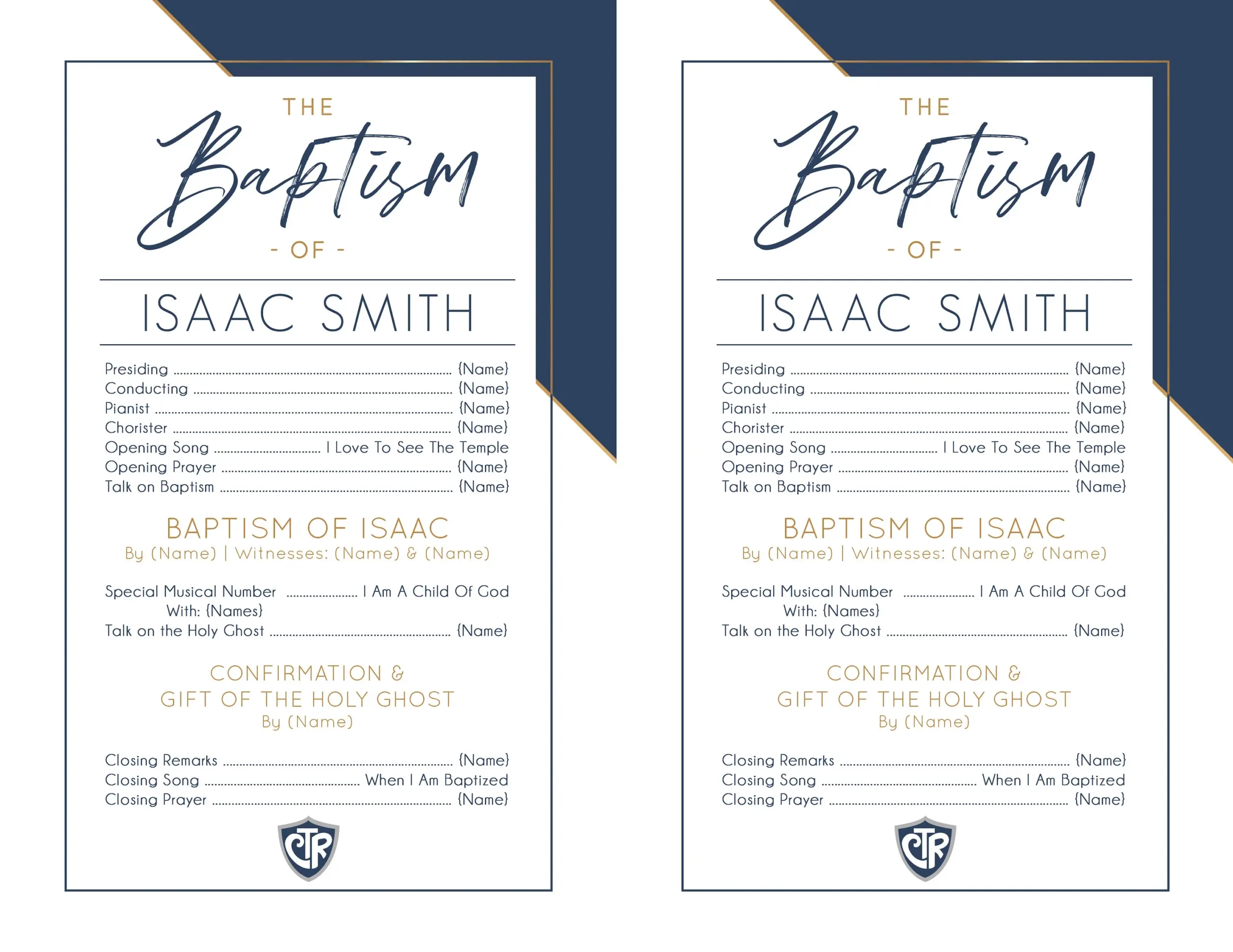 Lds Baptism Program Template Editable