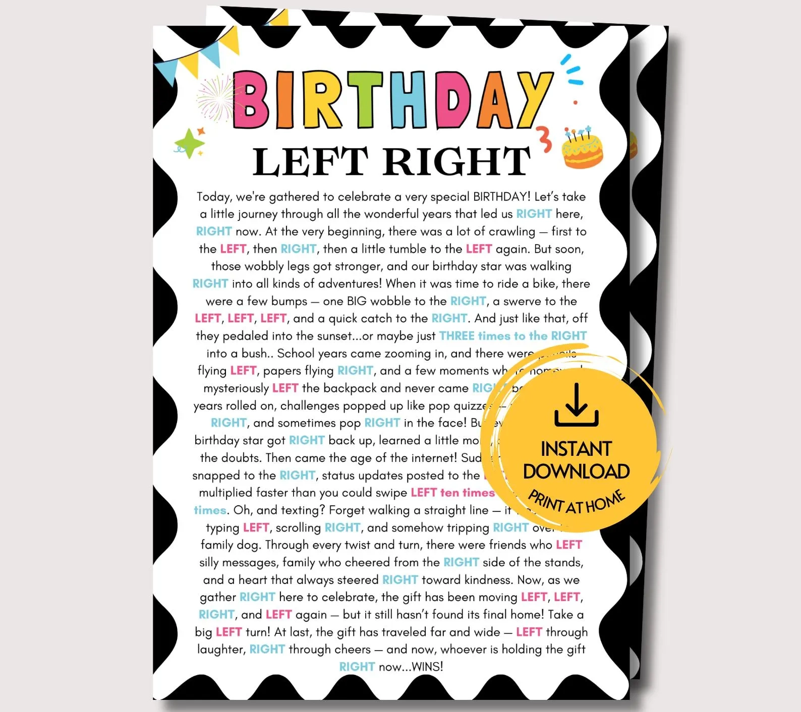 free printable left right birthday game free printable left right birthday game