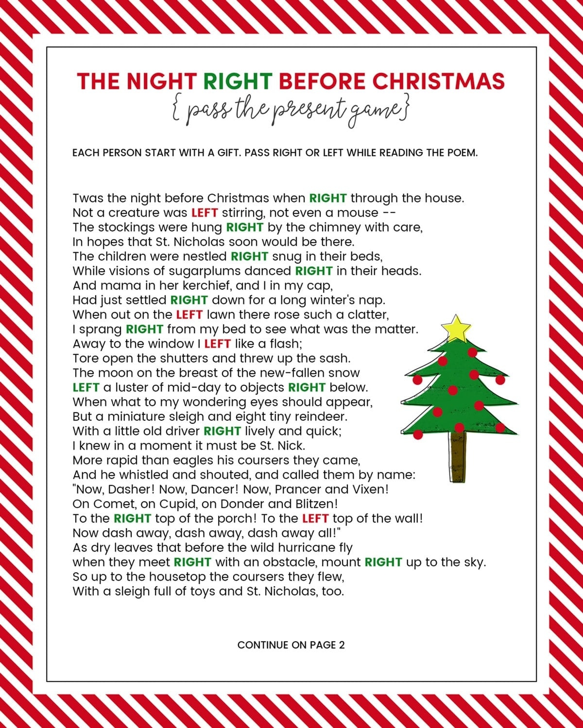 Left Right Christmas Game