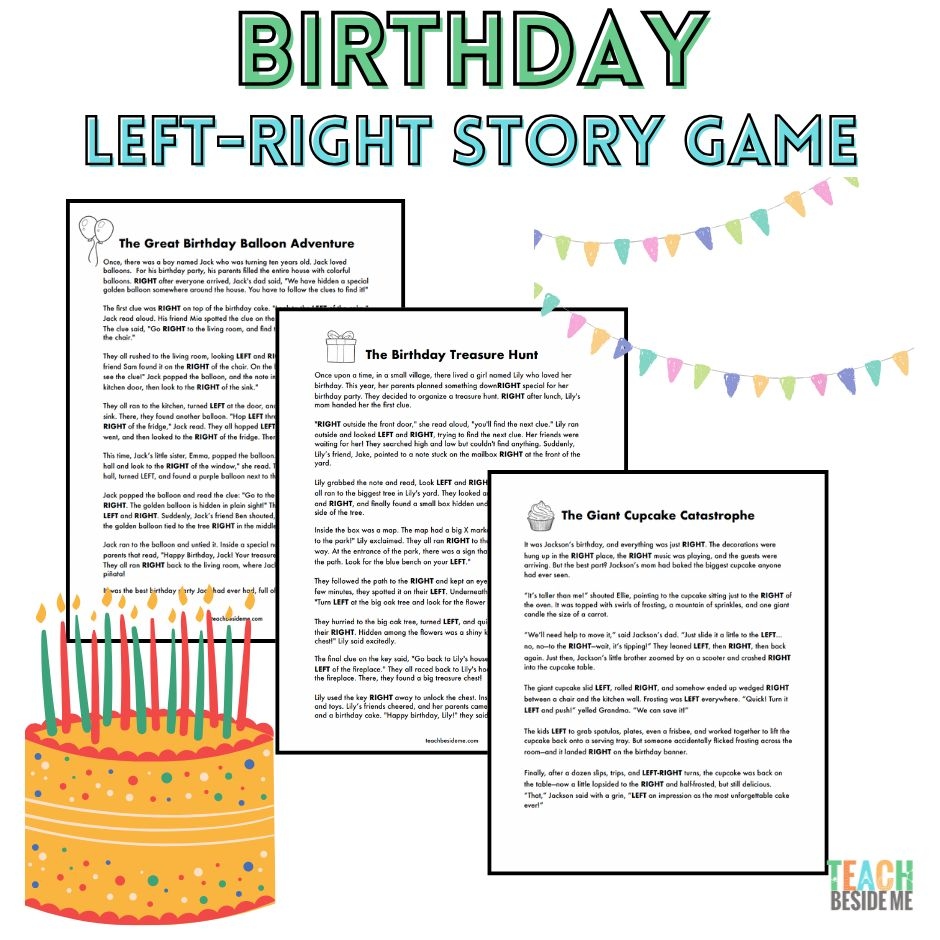 Left Right Story Birthday Party Game Pack