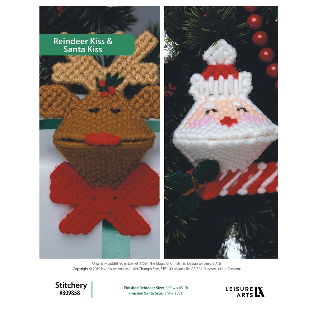 Leisure Arts The Magic Of Christmas Reindeer Kiss Santa Kiss Plastic Canvas Epattern