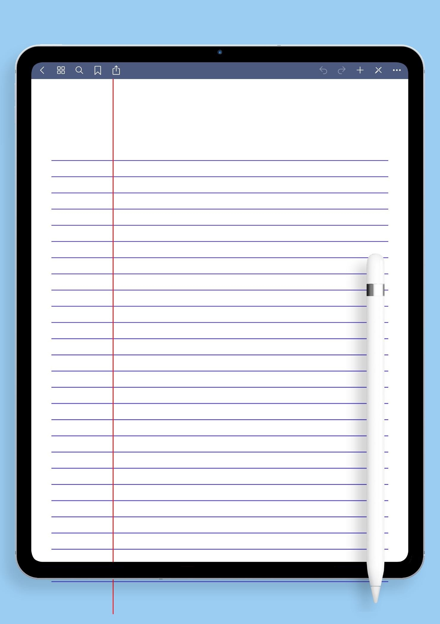 Lined Paper Template Narrow Ruled Blue
