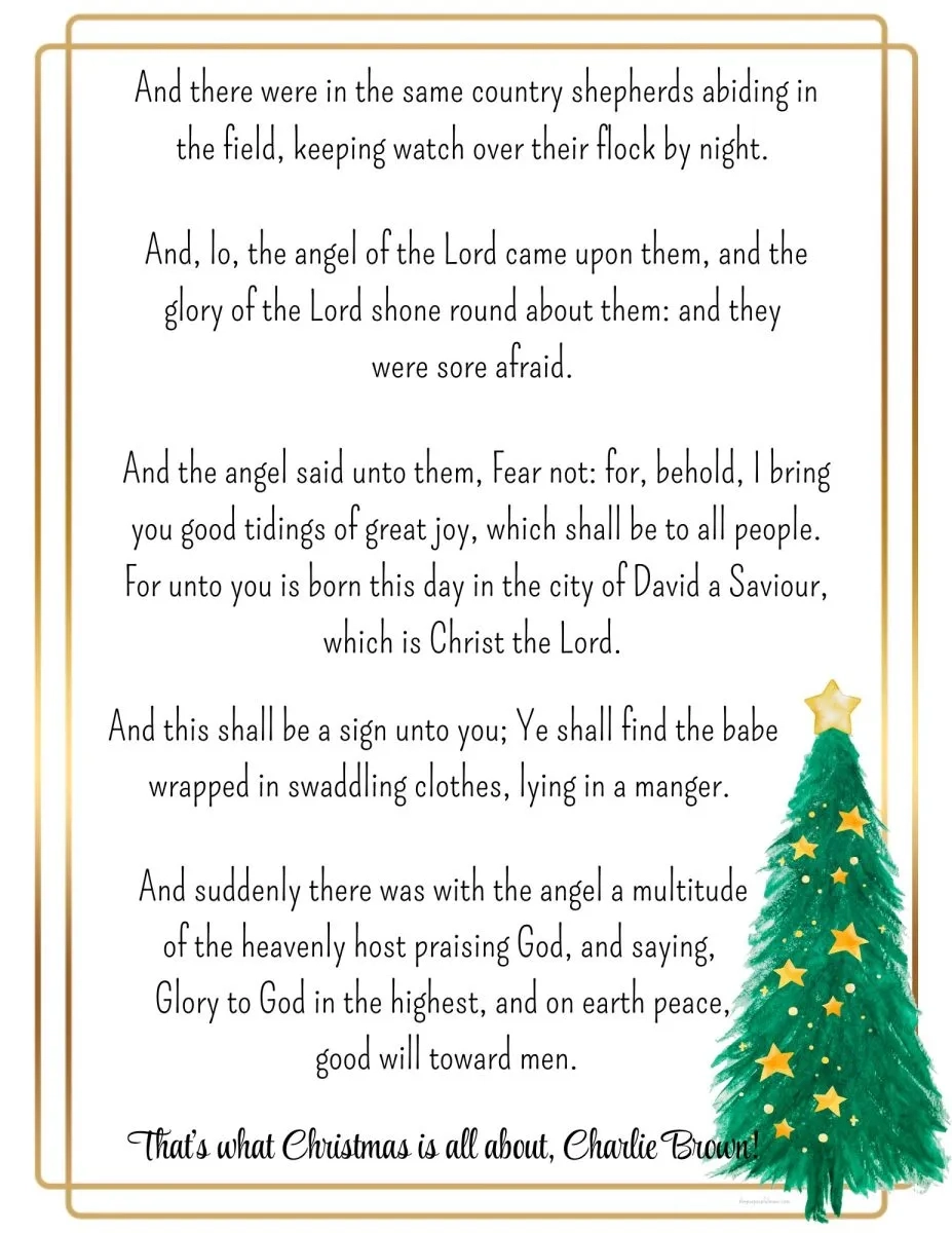 Linus Christmas Speech From Charlie Brown Printable Pdf