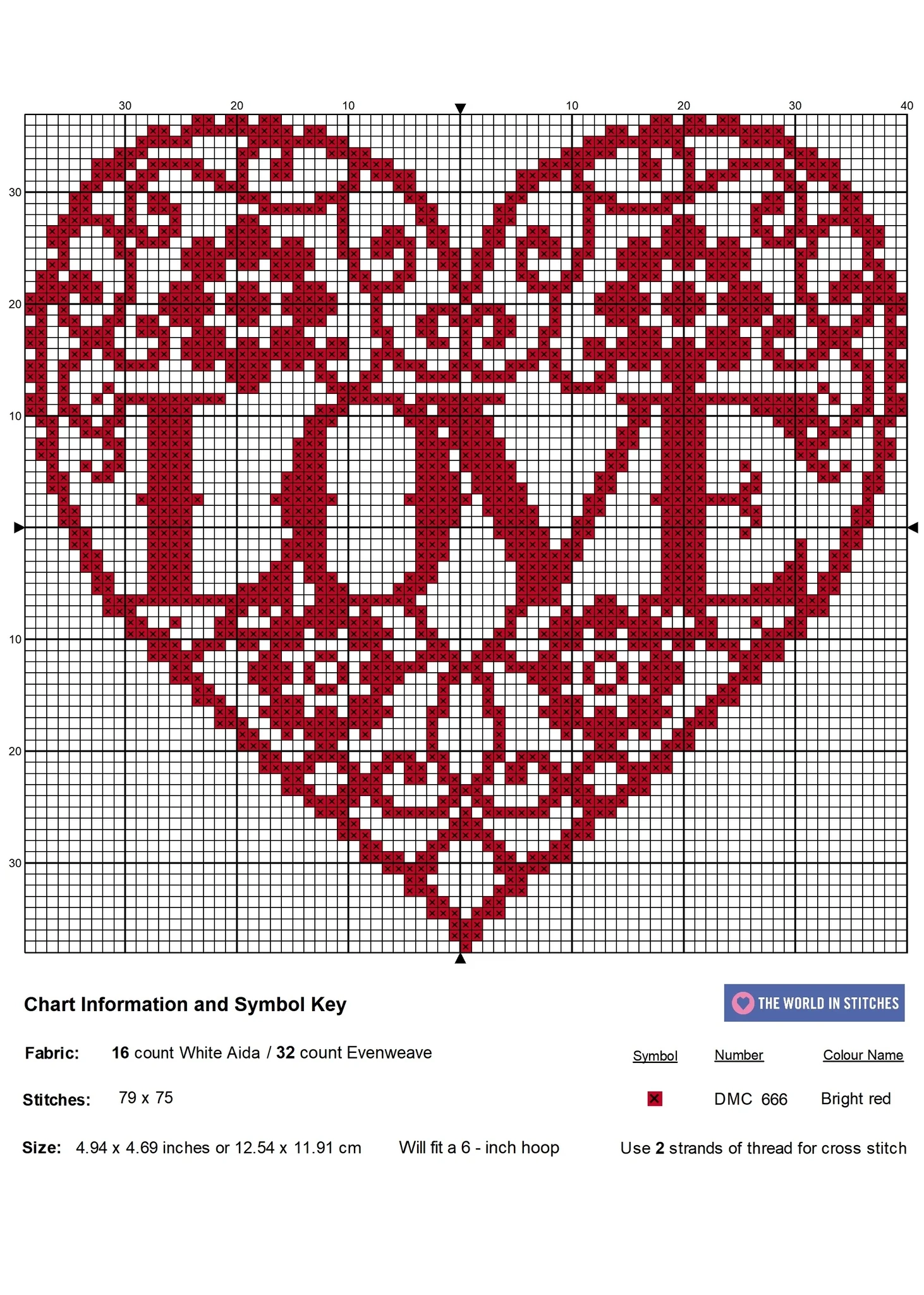 Love Heart Free Cross Stitch Chart Love Heart Free Cross Stitch Chart