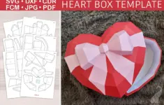 Low Poly Paper Heart Box Template