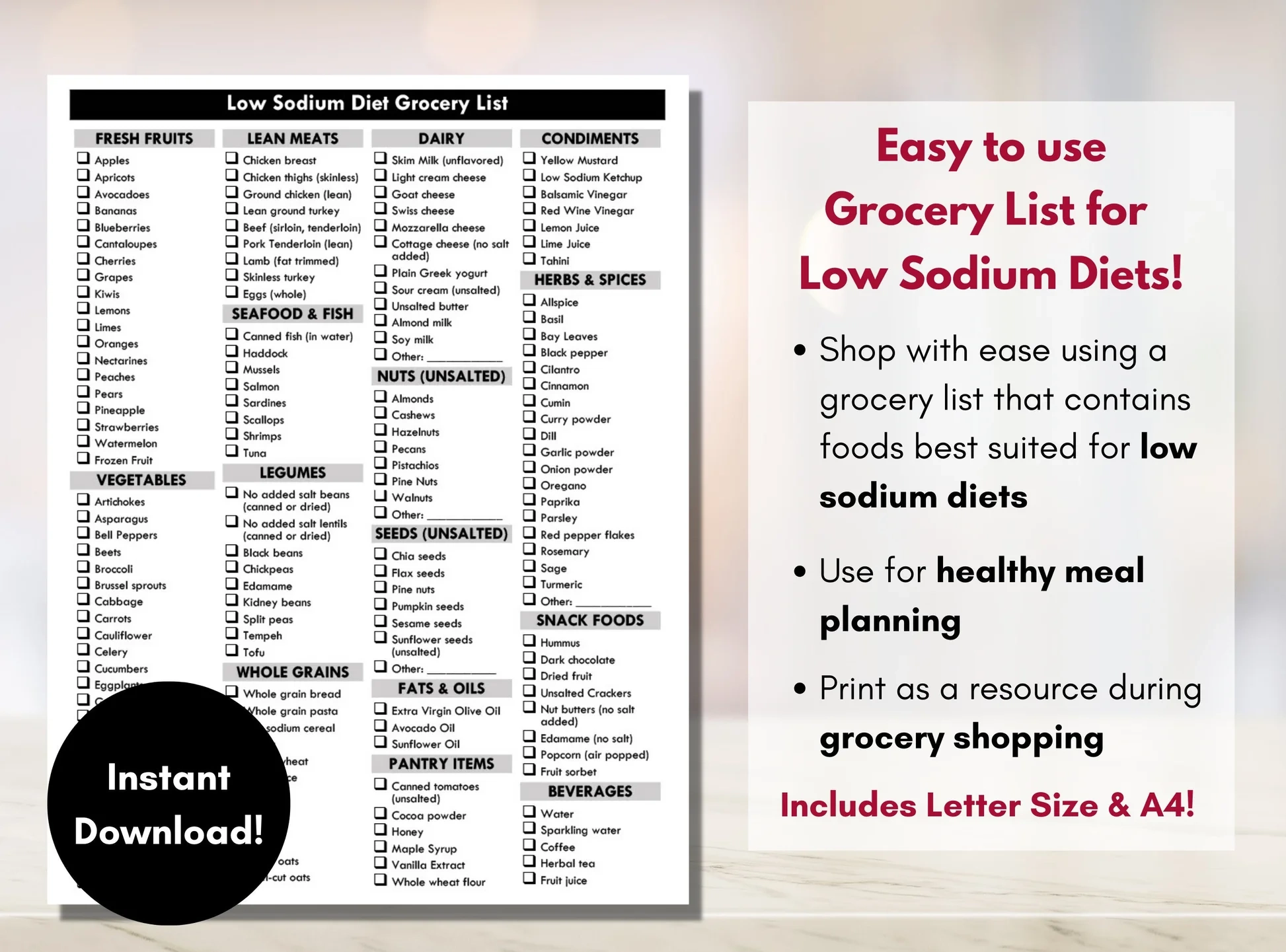 free printable low sodium food list