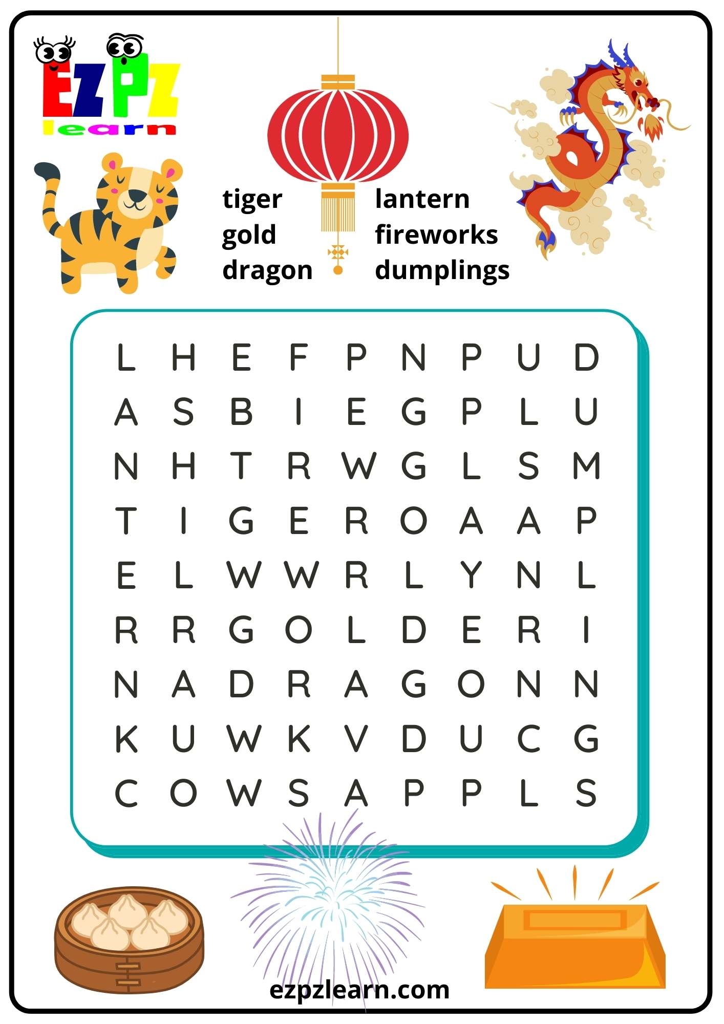 Lunar Chinese New Year Kids Word Search Lunar Chinese New Year Kids Word Search