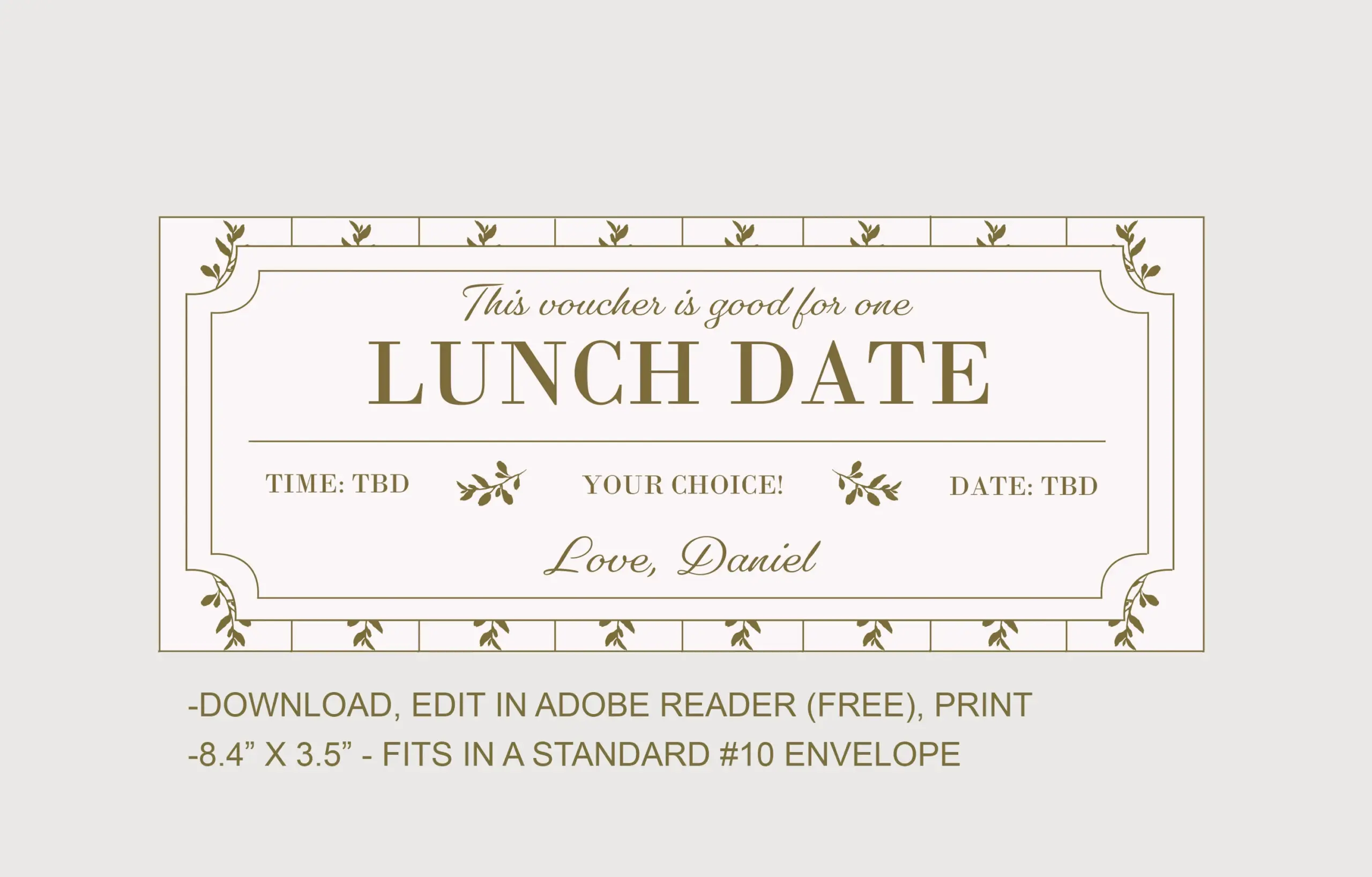 Lunch Coupon Voucher Instant Download