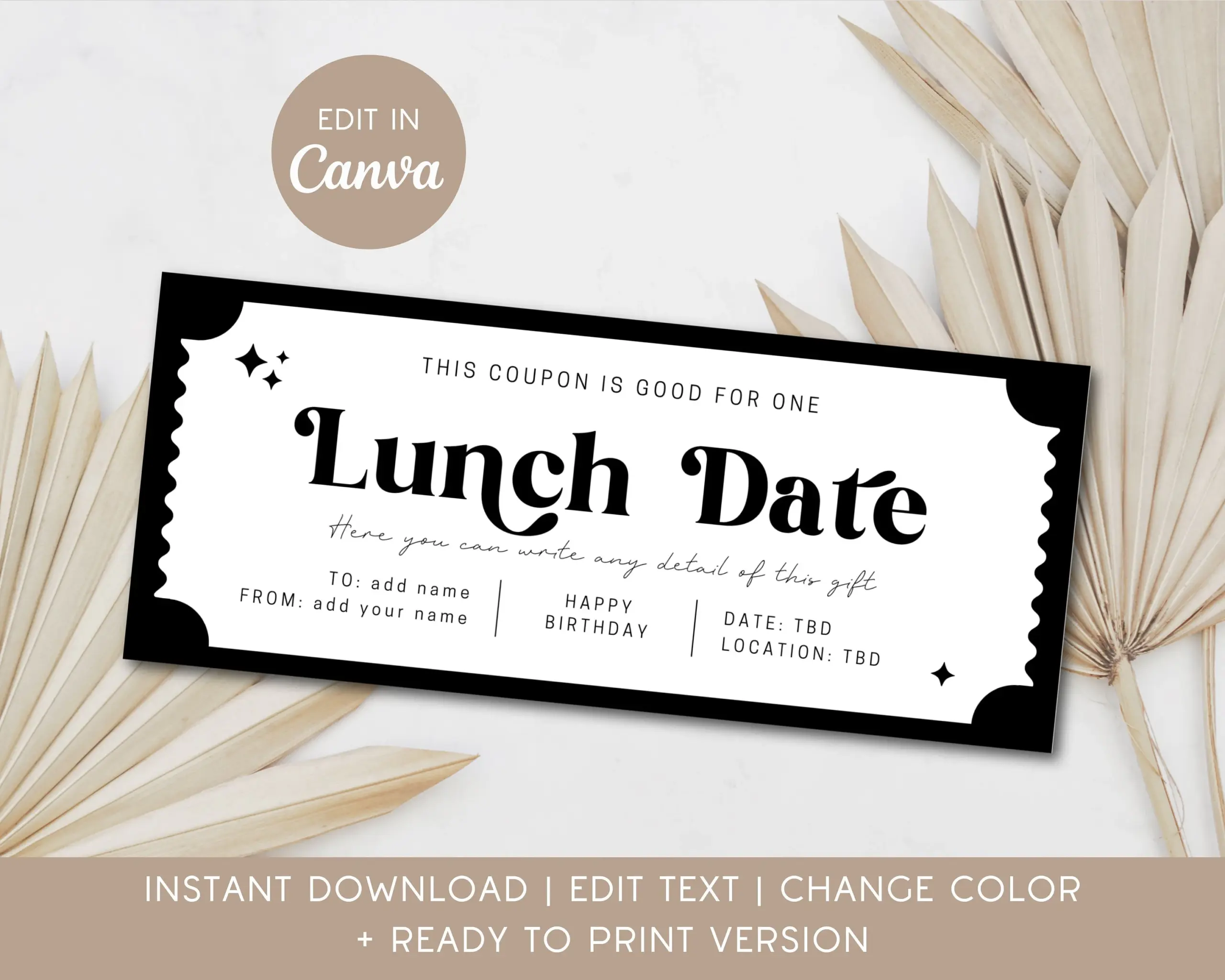 Lunch Date Gift Coupon Editable Template Lunch Date Gift Coupon Editable Template