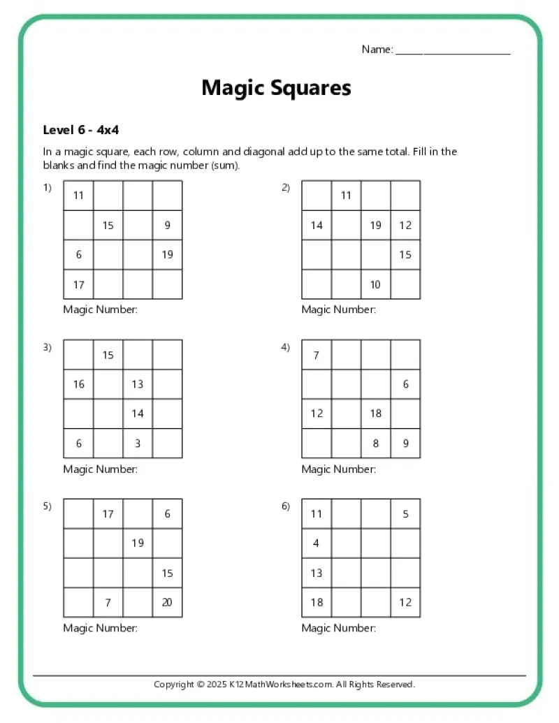 Magic Squares Magic Squares