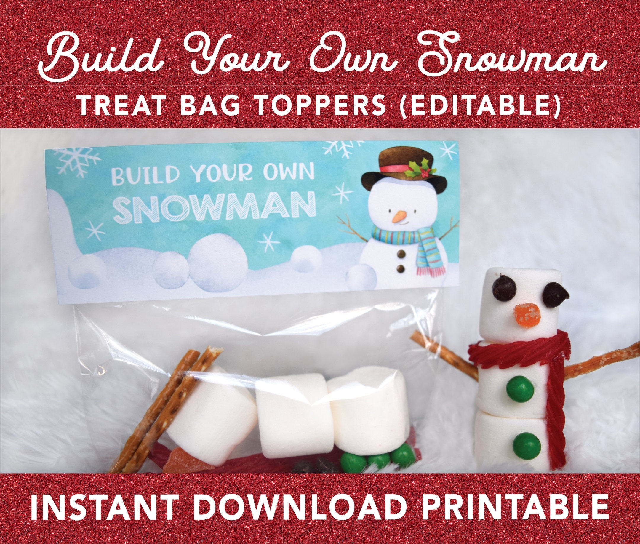 Marshmallow Snowman Treat Bag Topper Marshmallow Snowman Treat Bag Topper