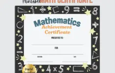 Math Certificate Award Of Recognition