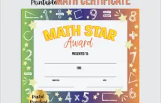 Math Star Certificate Template Math Star