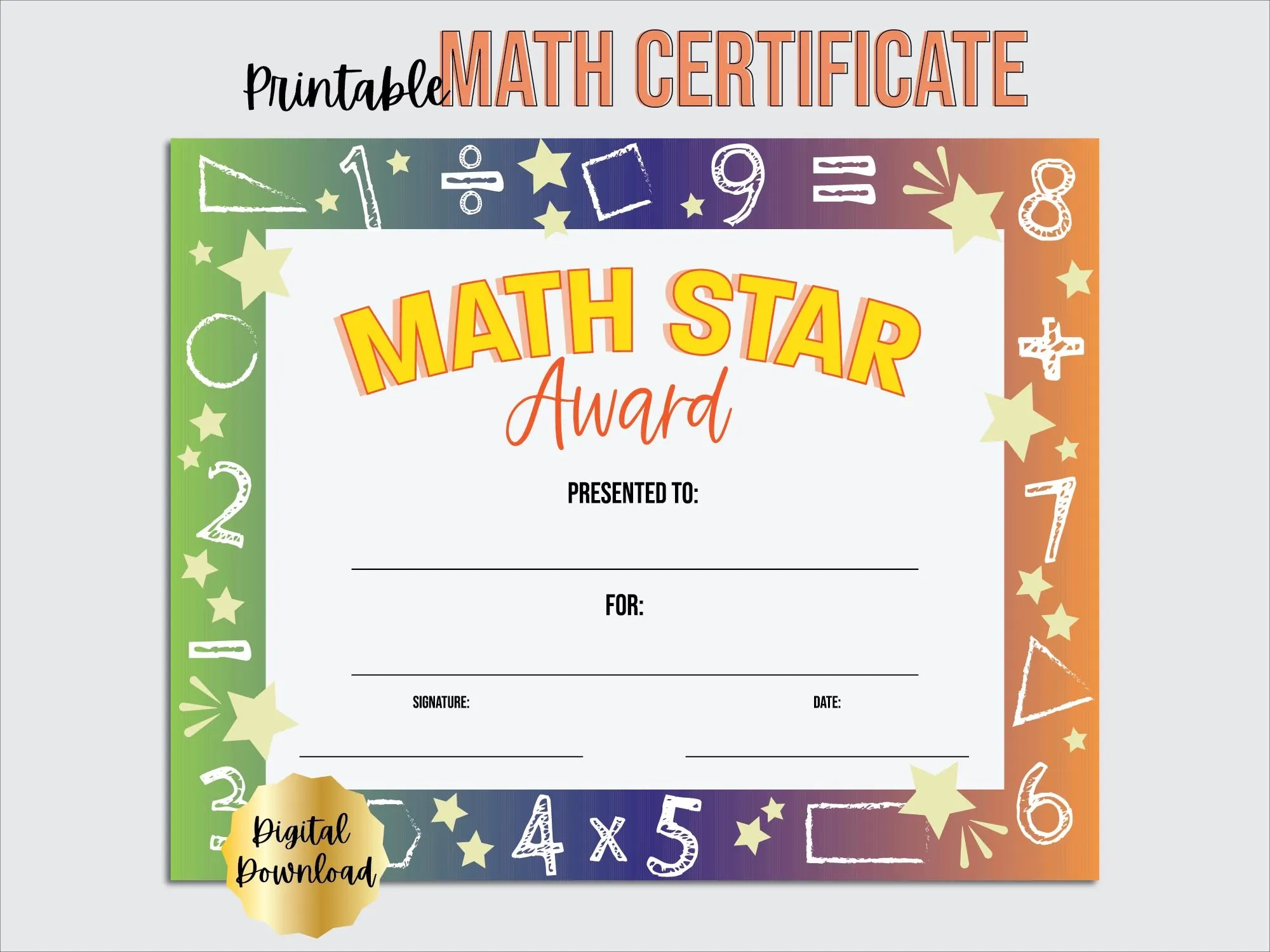 Math Star Certificate Template Math Star Math Star Certificate Template Math Star