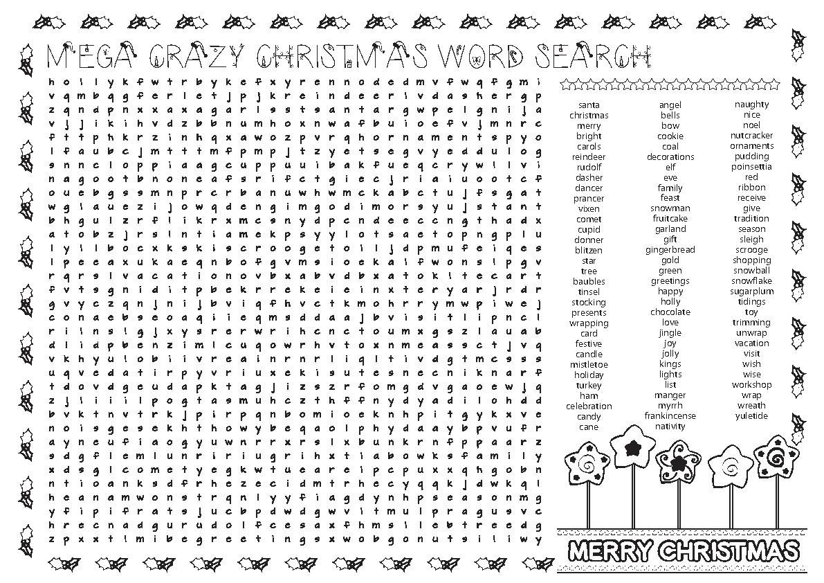 hard christmas word search