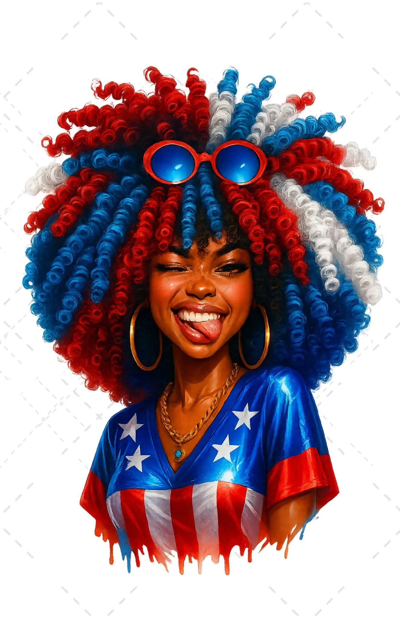 Melanin Fireworks Curls Png 4th Of July