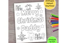 Merry Christmas Daddy Coloring Page Kids
