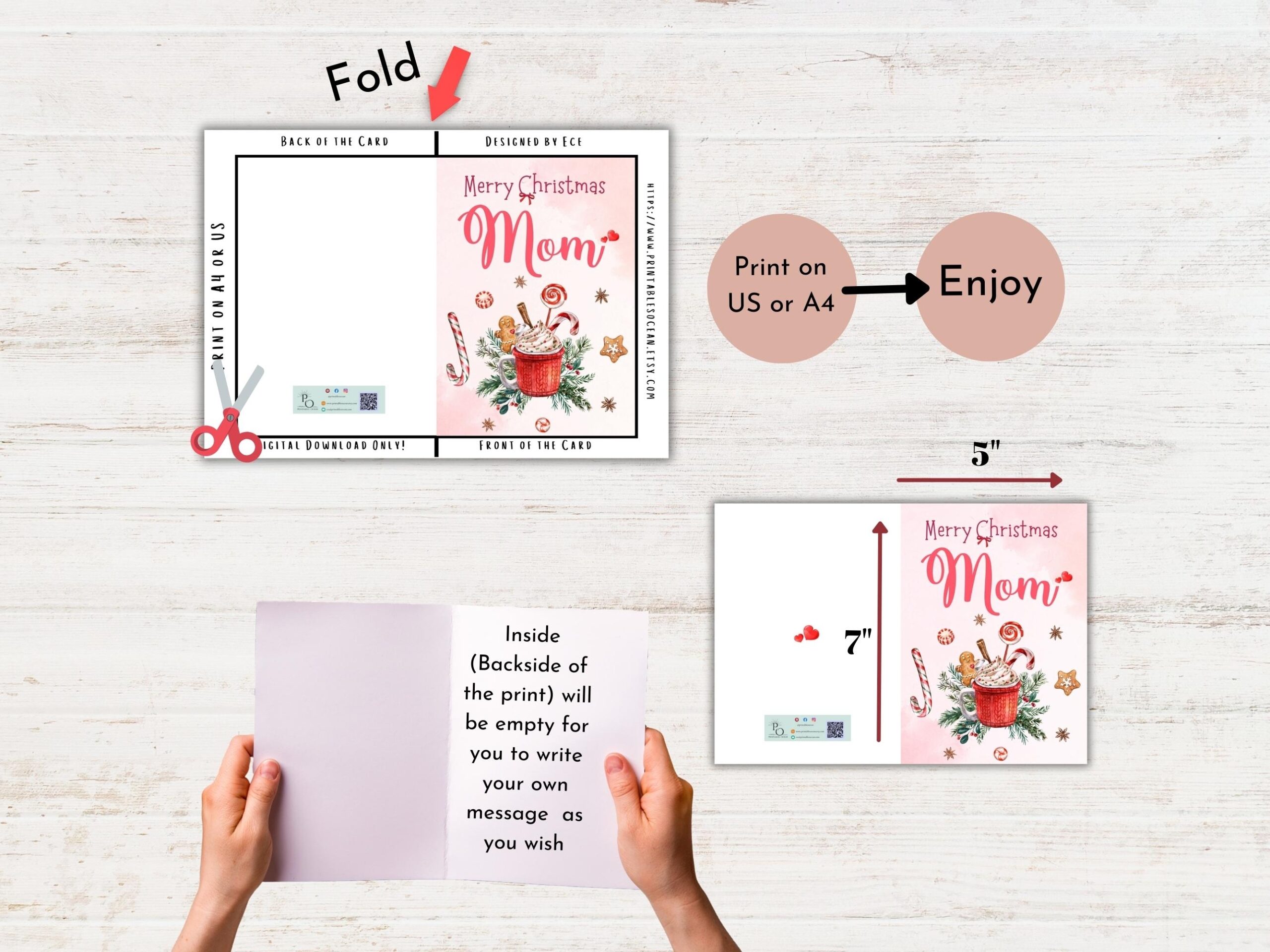 Merry Christmas Mom Card Printable