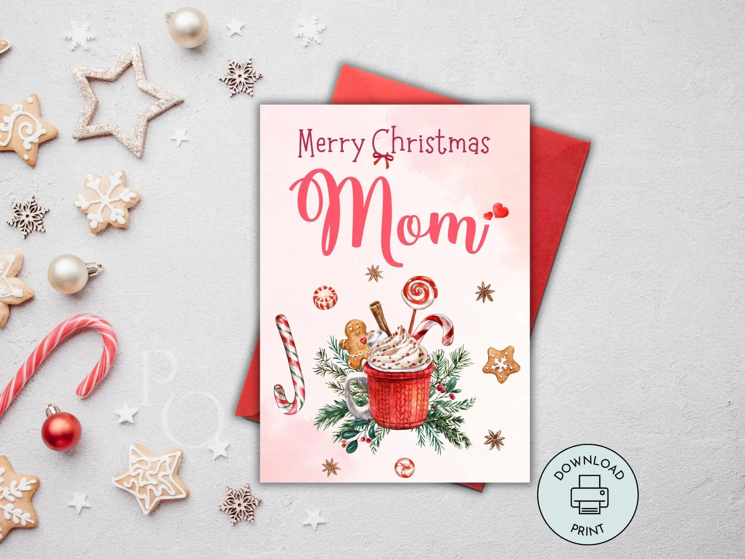 Merry Christmas Mom Card Printable