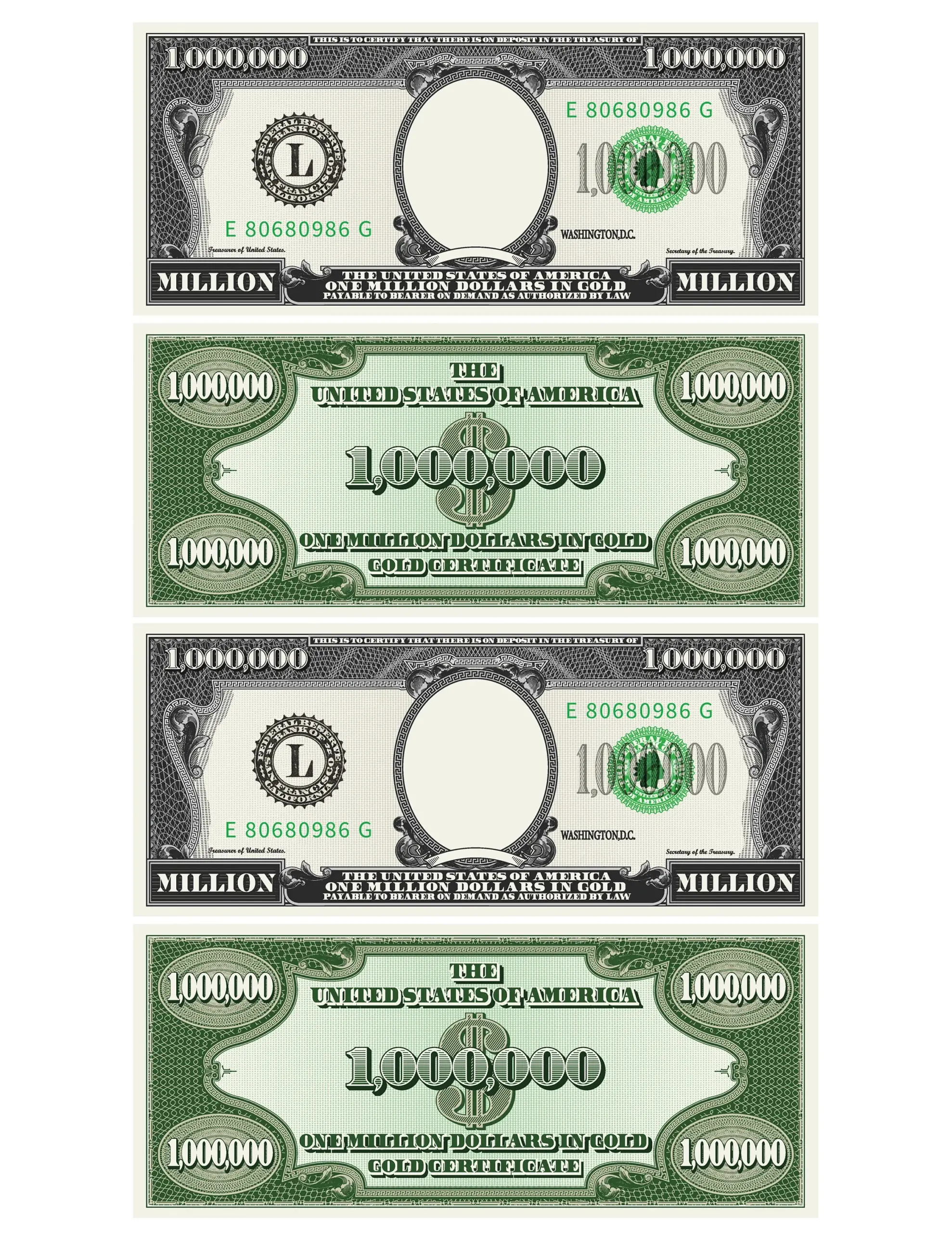 Million Dollar Bill Template Letter Page