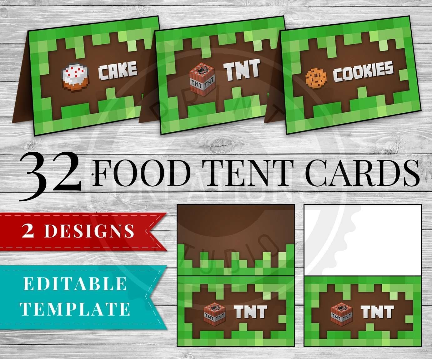 Minecraft Food Tent Cards Minecraft Food Tent Cards
