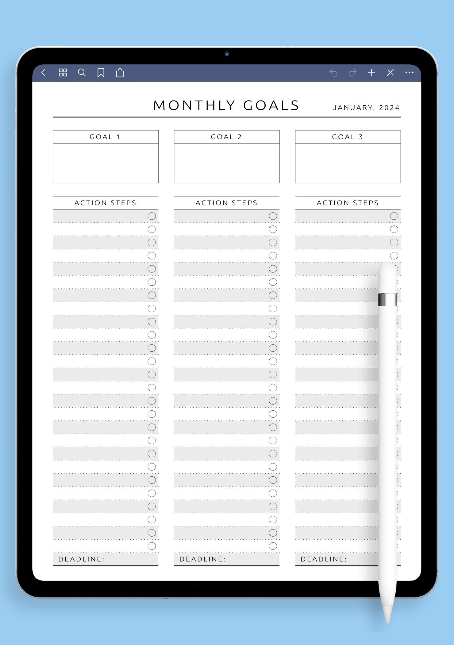 Minimal Monthly Goal Tracker