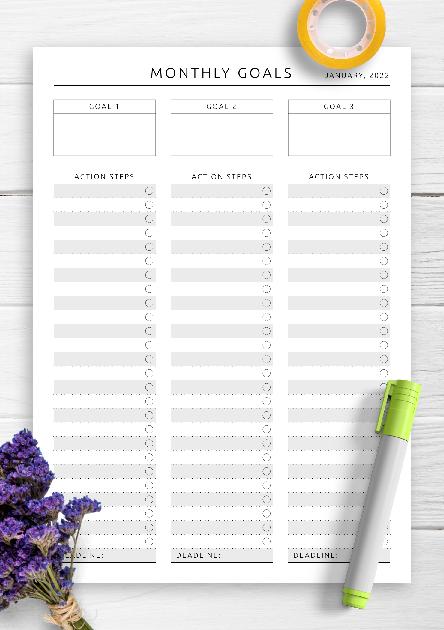 Minimal Monthly Goal Tracker