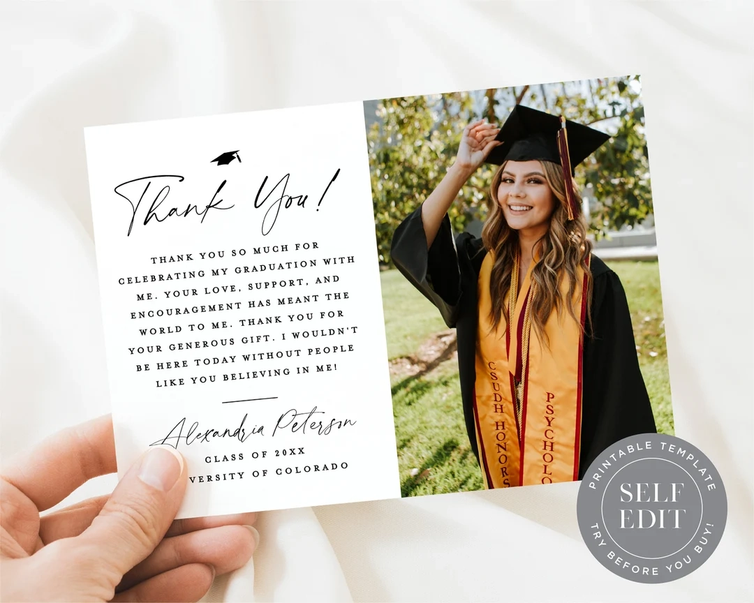 Minimalist Graduation Thank You Photo Minimalist Graduation Thank You Photo