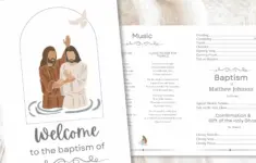 Minimalist Lds Baptism Program Template Neutral Canva Printable Foldable Handout