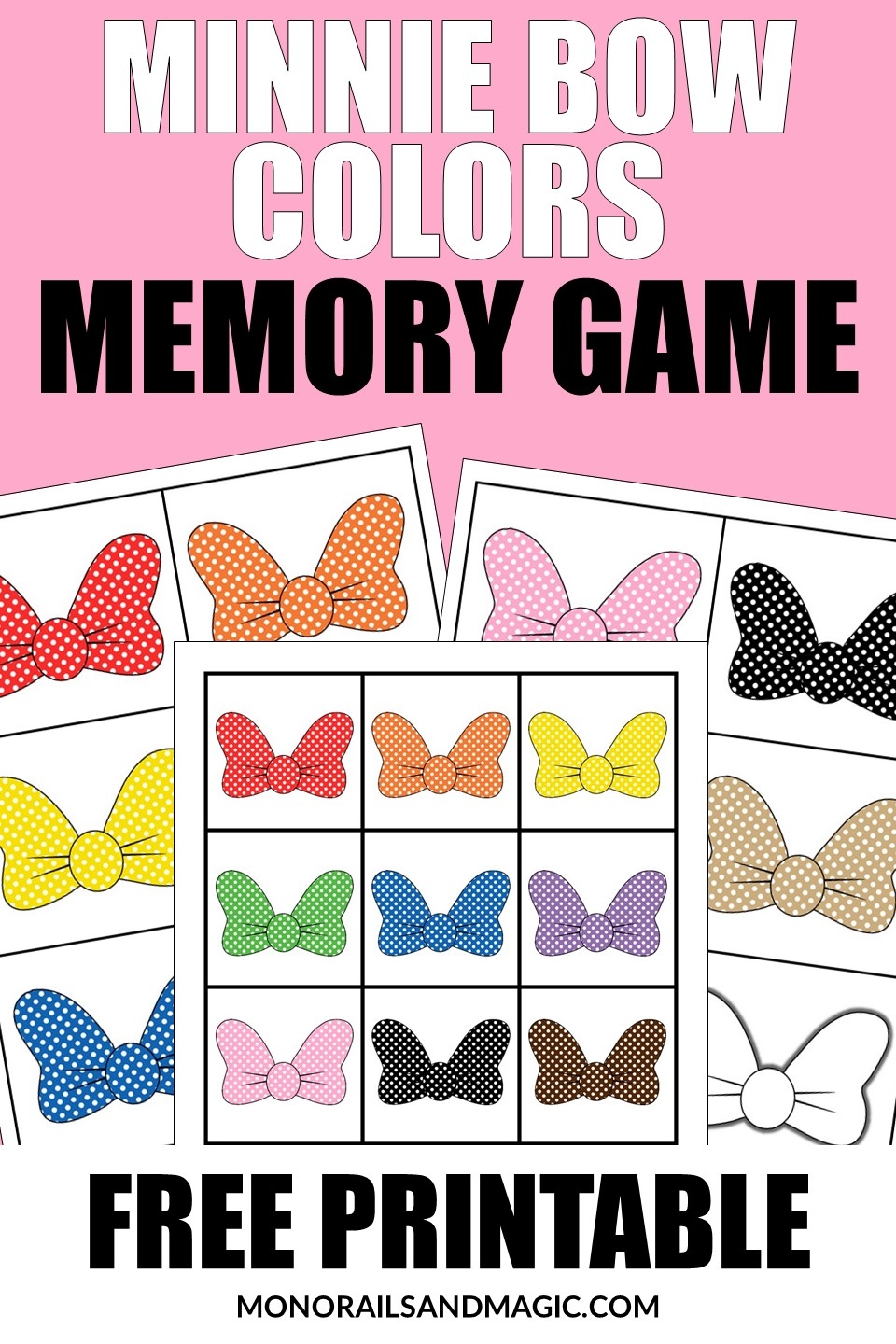 Minnie Bow Colors Memory Game Free Printable Minnie Bow Colors Memory Game Free Printable