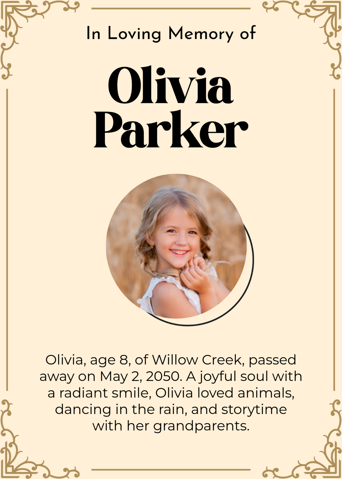 Modern Child Obituary