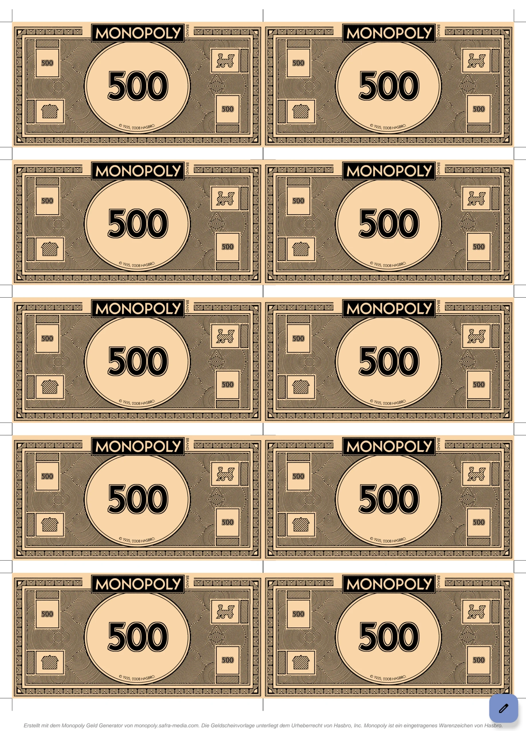 Monopoly Geld Pdf Generator
