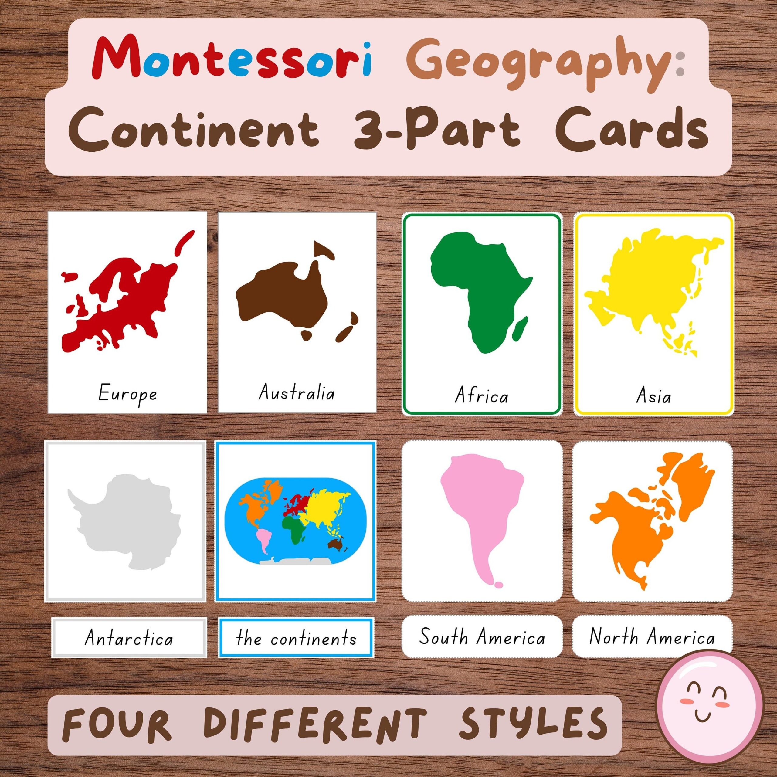 Montessori Continent Flashcards Montessori Continent Flashcards