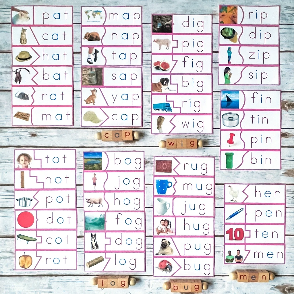 Montessori Pink Language Series Cvc Phonics Puzzles In Print
