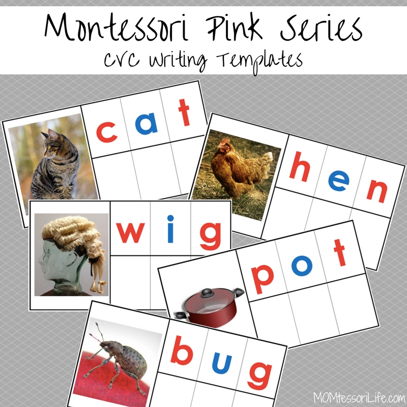 Montessori Pink Series Cvc Writing Templates
