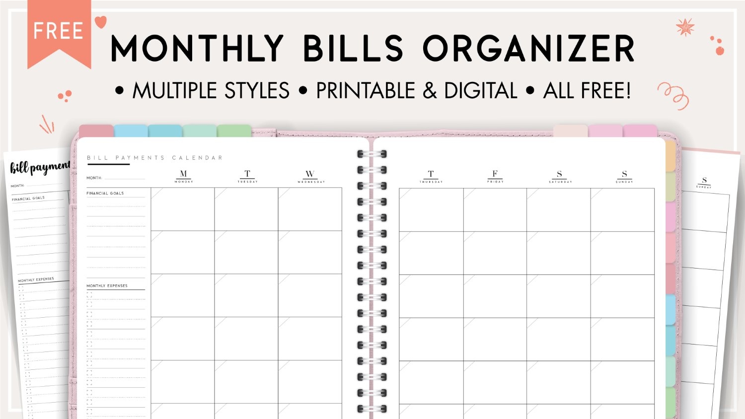 Monthly Bills Organizer Monthly Bills Organizer